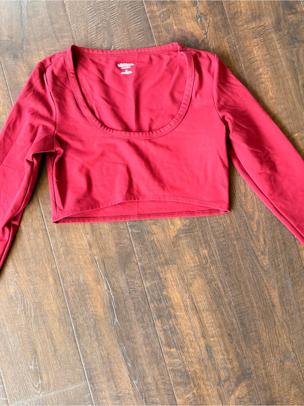 wild fable Maroon Long Sleeve Scoop Neck Crop Top
